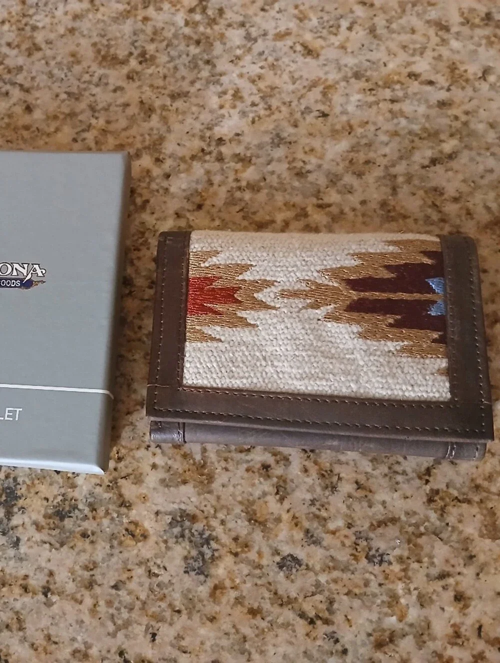 Nocona Brown Tri-Fold Men's Wallet with Southwestern Pattern